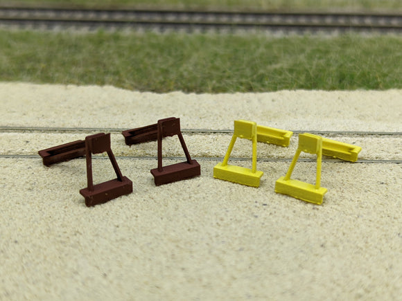 Code 55 Track Bumpers Brown/Yellow (4 Pack), N Scale
